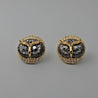 RICH OWL FACE STUDS EARRING_(GD)