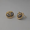 RICH OWL FACE STUDS EARRING_(GD)