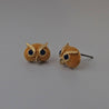 OWL FACE STUDS EARRING_(ORANGE)