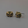 OWL FACE STUDS EARRING_(GREEN)