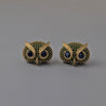 OWL FACE STUDS EARRING_(GREEN)