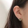 OWL FACE STUDS EARRING_(GREEN)