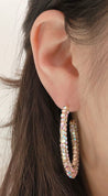 LONG CRYSTAL HOOPS EARRING