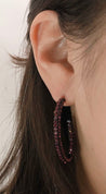 LONG CRYSTAL HOOPS EARRING